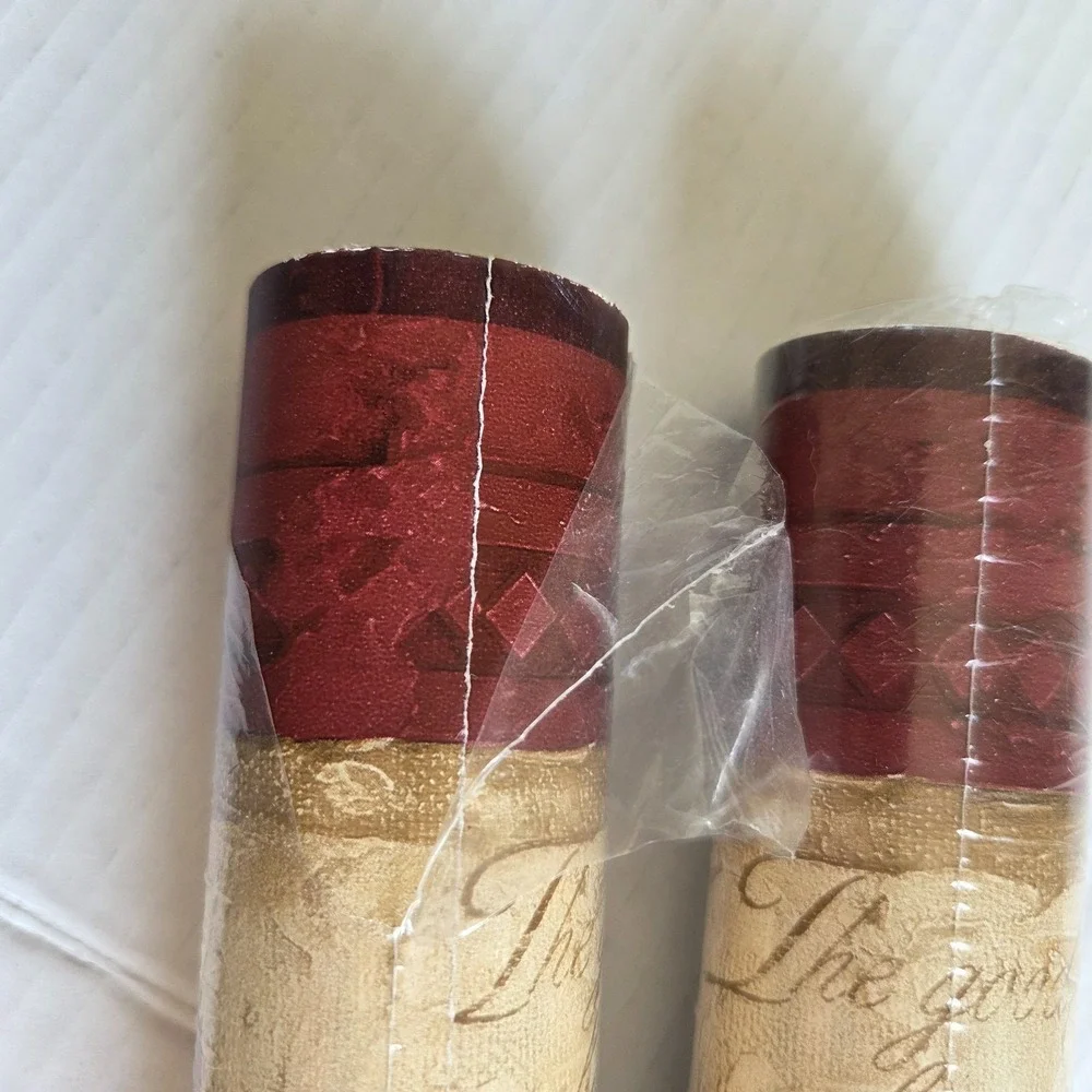 Tuscan Brick Red Rooster Hen Chicken Frame Beige Script Wallpaper Border Lot 3